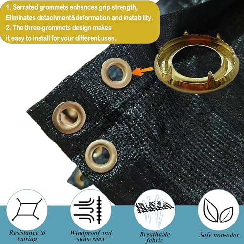 90% Black Sun Shade Cloth 10x20 ft - Fence Privacy Screen, Breathable Mesh Tarp & Serrated Grommets for Garden Plants Outdoor, Patio Pergola, Porch Cover, Chicken Coop & Dog Kennel - size: 10x20 ft