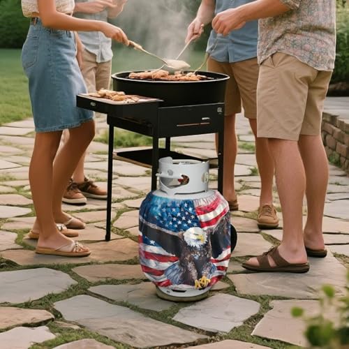 American Eagle Propane Tank Cover Fits Standard 20 lb Tank Cylinde Travel Trailer Propane Covers with Elastic Slip in Gas Cover Water & Wear-Resistant for Outdoor and Indoor Use - color: American Eagle