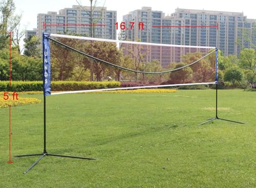 Portable Large Volleyball Badminton Tennis Net with Carrying Bag Stand/Frame 10/14/17/20 FT - size: 17FT