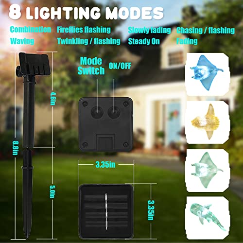 Nautical Solar Lights for Outside Sea Fish Outdoor Garden Decor Marine Fairy Garden Light Waterproof Whale Shark Mola Manta Ocean Solar Outdoor Decorative String Lights 14ft 40LED Patio Yard Decor - style: Ocean fish