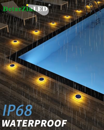 DetarZinLED Solar Step Lights for Outside Waterproof, 4 Pack Warm White Outdoor Stair Light Solar Powered, Stick on Lights for Deck, Dock, Driveway, Walkway, Pathway, Porch, Yard, Ground - size: 4pcs Warm White Corner