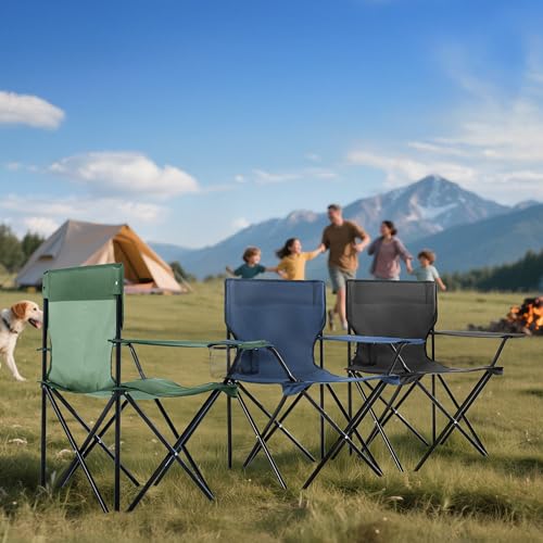 4 Pack Folding Camping Chairs for Adults, Foldable Portable Beach Chairs with Carry Bag & Cup Holder, Compact Design for Camping, Beach, Picnics, and Fishing Supports 300LBS（Navy） - color: Navy, size: 4pcs