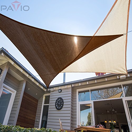 Patio Paradise 3' x 3' x 3' Sun Shade Sail Triangle Canopy Shade Cloth Fabric Sunlight Block Patio Pergola Cover HDPE Deck Awning for Outdoor Backyard Roof Shading, Brown - color: Brown, size: 3' x 3' x 3'