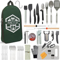 BOMKI Grilling and Camping Cooking Utensils Set for The Outdoors BBQ - Camping Utensil Set Kitchen Set Cookware Accessories Glamping Essentials Camp Stuff Camp Cooking Set (Green Pro) - style: Green Pro