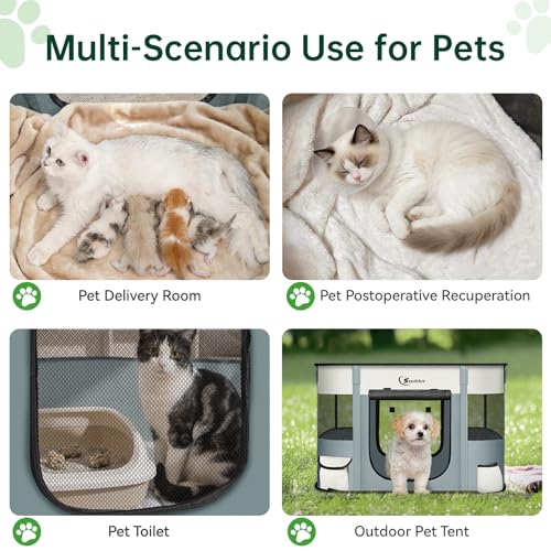 Dog Playpen,Cat Pet Puppy Pen,Portable Playpens for Dogs Indoor Outdoor Travel Camping Use,Foldable Dog Kennel Tent Crate for Rabbit Small Animals with Carrying Case (Grey, Small) - color: Grey, size: Small