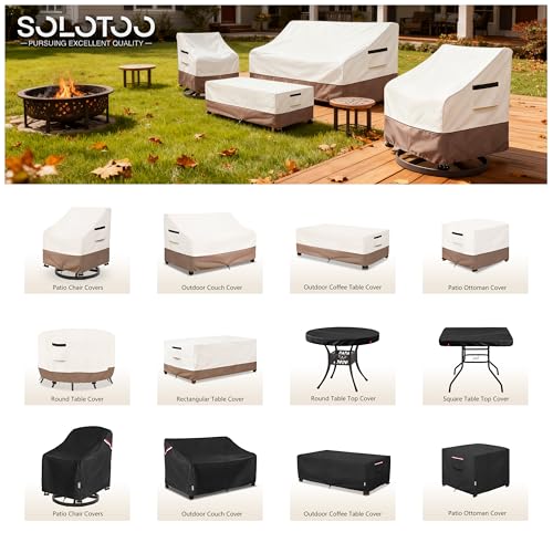 Patio Ottoman Cover Waterproof Heavy Duty Square Outdoor Ottoman Covers, 25W x 25D x 18H Inches Patio Furniture Covering Protector Outdoor Side Table Cover (Beige) - color: Beige - Ottoman Cover, size: 25"w X 25"d X 18"h