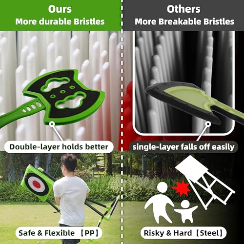 BunnyBoo Family Axe Throwing Game for Backyard Fun - color: green, size: 17" Bristle Target