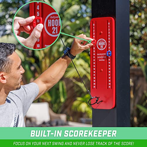 GoSports Hook 21 Ceiling Mount Ring Swing Game - Choose Your Color - Play Indoors or Outdoors - color: Red