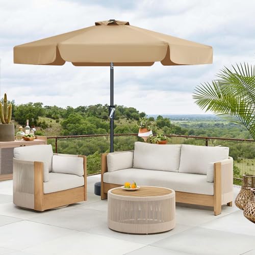 MASTERCANOPY Valance Patio Umbrella for Outdoor Table Market,7.5ft,Khaki - color: Khaki, size: 7.5FT