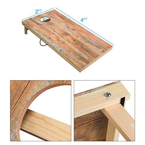 Solid Wood Premium Corn Hole Outdoor Game Set, 2 Regulation and Waterproof Cornhole Game Boards, with 8 Toss Bags, Perfect for Outdoor Indoor - style: Camphorwood Printed