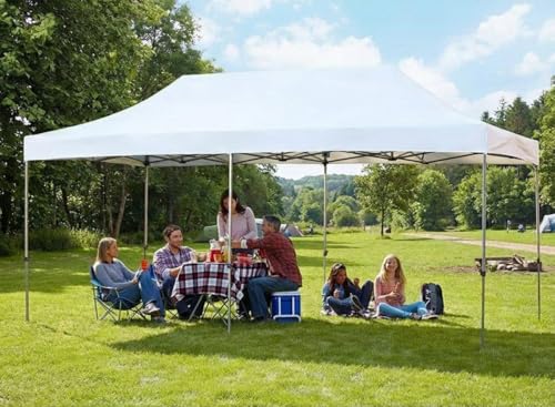 CABIHOME 10X20FT Instant Pop Up Canopy Tent, Beach Tent with One Push Setup, Heavy Duty Canopy Set, Waterproof & UV Protected, Outdoor Canopy for Commercial Events, Camping, Backyard Parties, White