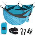 Gold Armour Camping Hammock - Camping Essentials, Double Hammock with Bug Net, Camping Gear Hammock for Outside, Hiking, and Travel (Sky Blue & Gray) - color: Sky Blue & Gray
