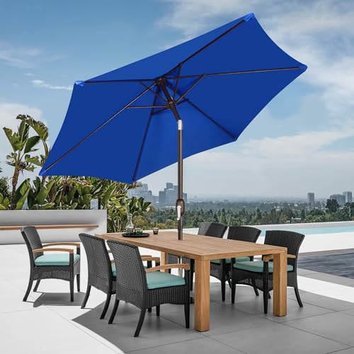 Blissun 7.5 ft Patio Umbrella, Yard Umbrella, Outdoor Market Umbrella with Push Button Tilt Crank, Royal Blue - color: Royal Blue