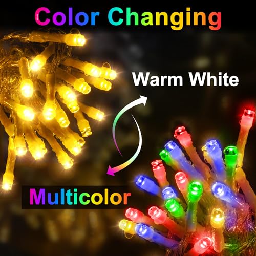 KNONEW 403ft 1000 LED Christmas Lights Color Changing String Lights Outdoor with 11 Modes for Xmas Tree Trunk Yard Porch Outdoor Wedding Party Decorations (Warm White to Multicolor) - color: Warm White to Multicolor, size: 403ft 1000 LED