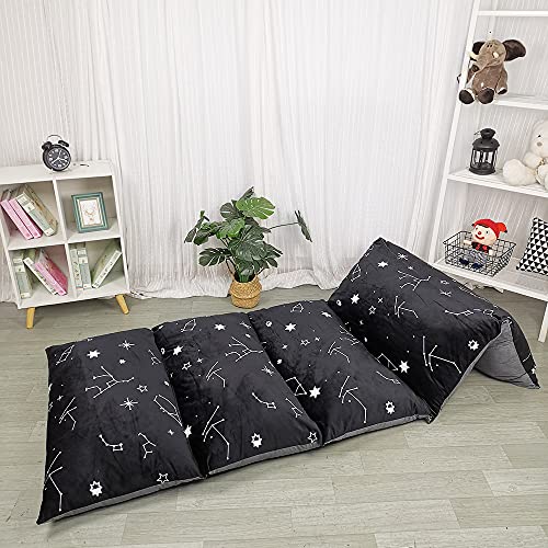 ICOPUCA Floor Lounger Pillow casing for boy Girl, Soft Minky Plush, Black Constellation Print, Cover/Sleeve/Casing ONLY! Perfect Reading and Watching TV Cushion - Excellent for Sleepovers, King Size; - color: Black Constellation, size: King (Pack of 1)