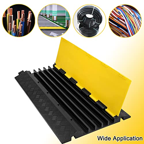 CXRCY 5 Channel Cable Protectors Ramp, 2Pack Cable Ramps,18000lbs Capacity Heavy Duty Rubber Driveway Traffic Speed Bumps Hose Cord Cable Protector Ramp for Wire/Hose/Pipe Hider - size: 2 Pack 5 Channel