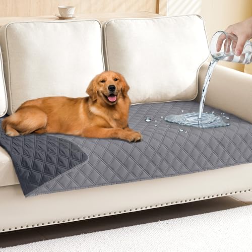 Smiry Waterproof Couch Covers for Dogs Washable, Reversible Pet Couch Covers for 3 Cushion Sofa Pet Friendly, Soft Sofa Furniture Protector for Dogs Cat Kids, Checkered (30"x70", Grey/Dark Grey) - color: Grey/Dark Grey, size: 30x70 Inch