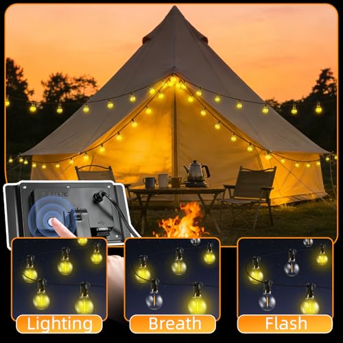 Outdoor Solar String Lights Waterproof: ST38 33ft Shatterproof Patio Lights - Solar Powered & USB Dual Charging - 3 Modes Button Control - Garden Backyard Gazebo Porch Party Decor - size: 33FT-Button