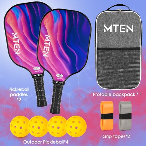 Pickleball Paddles Set of 2 or 4, or Single Paddle – USAPA Approved Fiberglass Surface Pickleball Rackets Set for Men & Women - color: Pink black*2