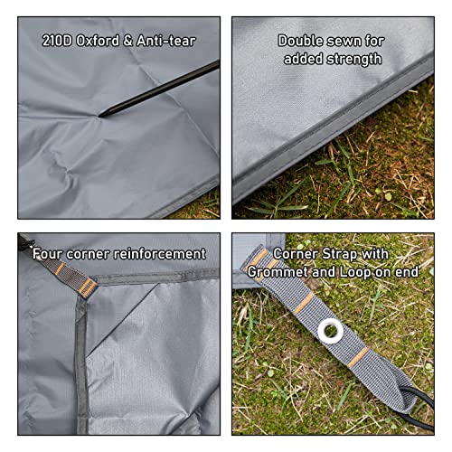 Hikeman Tent Footprint - Waterproof Camping Tarp, Heavy Duty Tent Floor Saver, Ultralight Ground Sheet Mat for Hiking, Backpacking, Hammock, Beach - Storage Bag Included(PU3000mm,140 * 210CM) - color: Updated-grey,140 * 210cm, size: Medium