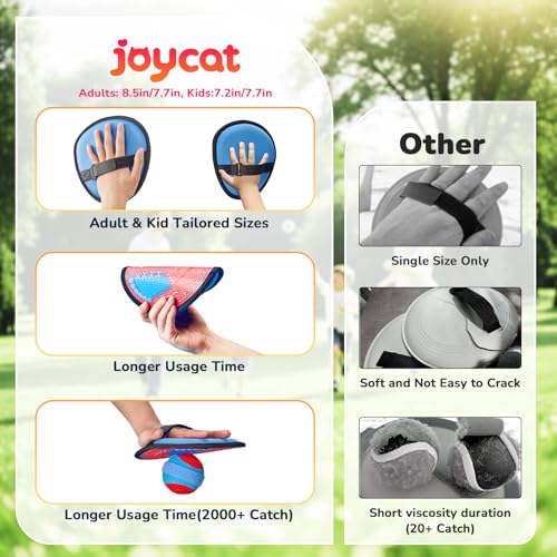 JoyCat Toss and Catch Ball Game, 2 Adult & 2 Kids Paddles Sticky Ball Set, Family Outdoor Catch Game for Beach, Backyard & Pool, Birthday Gifts for Boys Girls Ages 3+ - style: 2 Kid Paddles 2 Adult Paddles
