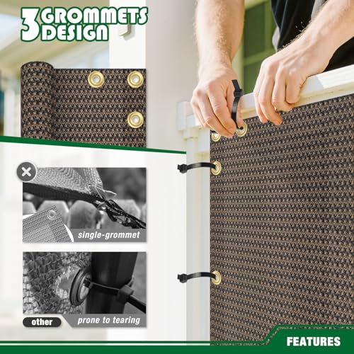 2.5'x5' Balcony Privacy Screen Fence Panels Outdoor Deck Shade Fencing, Apartments Railing Cover UV Protection Outside Screen for Patio Porch, Brown - color: Brown, size: 2.5'x5'