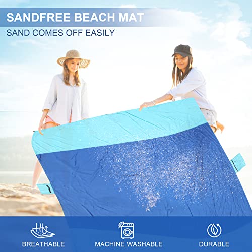 ACH Beach Blanket Waterproof Sandproof Extra Large Beach Mat Oversized 120"×108" Portable Lightweight Outdoor Family Mat for Indoor Outside Picnic Camping Hiking Travel - color: Light Blue