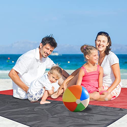 Beach Blanket Large Fast Drying Durable Lightweight Compact Outdoor Mat 79"x 55" - Sandproof Waterproof Picnic Mat for Travel, Camping, Hiking (Red) - color: Red