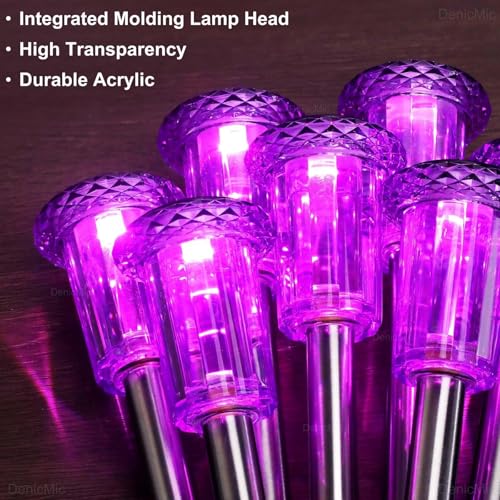 DenicMic Solar Lights Outdoor 10 Pack Waterproof Purple LED Stainless Steel Stake Outside Lights for Yard Pathway Garden Driveway Walkway Landscape Path Lighting Halloween Decorations Outdoor - color: Purple 10Pack