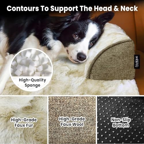 Calming Dog Couch Bed for Large Dogs, 41 x 37 inch Waterproof Removable Dogs Mat Couch Cover for Furniture Protector, Non-Slip Fluffy Pelsbarn Dog Bed for Couch, Sofa, Outdoor - Tie-Dye Khaki - color: Tie-Dry Khaki, size: Large