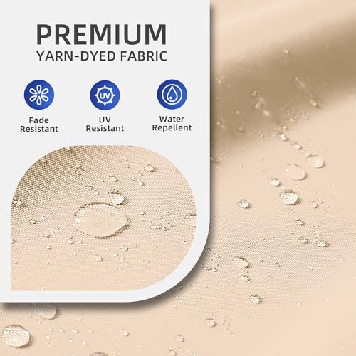 9 X 12 FT Cantilever Outdoor Patio Umbrella with Led Lights Heavy Duty Windproof Double Top Large Rectangle Offset Umbrellas with 360-degree Rotation for Garden Pool Deck Backyard, Beige - color: Beige, size: 9' X 12'- Only Umbrella(LED)