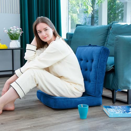 1 MIDDLE ONE Floor Pillow Set of 2, Memory Foam Meditation Cushion, Floor Cushions for Adults Sitting, Large Square Seat Cushions for Yoga, Couch, Sofa, Kids, Living Room, 22x22 Inch (Navy Blue) - color: Navy Blue, size: 22x22 Inch(Pack of 2)