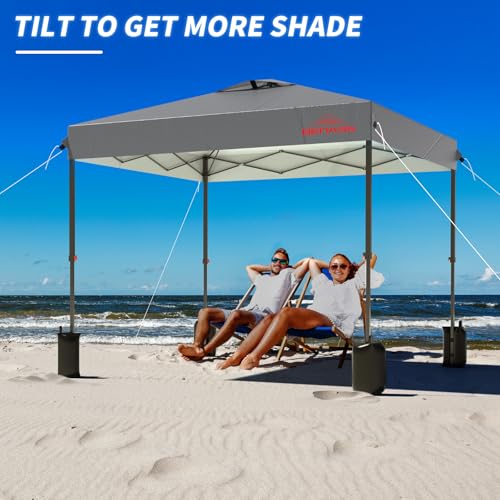 8x8 Pop Up Canopy, Easy Up Canopy Tent, Heavy Duty Tents for Parties, One Person Set Up Event Tent, Light Gray - color: Light Gray, size: 8x8
