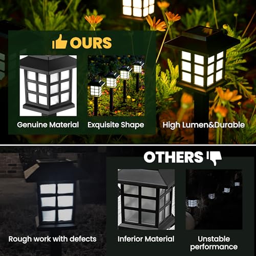 GIGALUMI Solar Outdoor Lights，8 Pack LED Solar Lights Outdoor Waterproof, Solar Walkway Lights Maintain 10 Hours of Lighting for Your Garden, Landscape, Path, Yard, Patio, Driveway - color: Warm White, size: 8 PACK