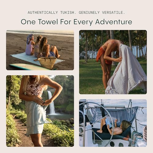 WETCAT Turkish Beach Towel Oversized (38"x71") 100% Turkish Cotton, Made in Turkey - Sand Free, Extra Large, Ultra Soft, Quick Drying, Compact & Lightweight for Travel - Black and White - color: Black and White, size: Beach Towel (38" x 71")