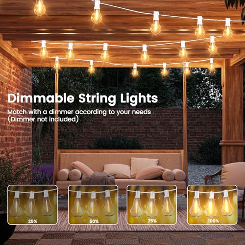 String Lights for Outside 200FT Patio Lights, LED String Light with 100+6(Spare) Waterproof Edison Bulbs, Hanging White Outdoor Light for Backyard, Bistro, Porch, Balcony White Cord - color: White, size: 200ft