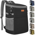 Camping Cooler Backpack 30 45 Cans, Soft Backpack Coolers Insulated Leak Proof Travel Cooler Bag Waterproof Lunch Picnic Beach Work Trip Thermal Bag Drink Beverage Beer Bag Cooler - color: Black-Leather, size: 30 Cans