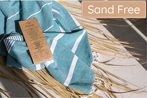 Premium Turkish Beach Towel (35”x 67”) – Lightweight, Quick Dry Beach Towel, Sand-Free, 100% Cotton – Teal - color: Teal