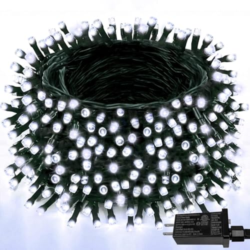 Upgraded 99FT 300 LED Christmas Lights Outdoor & Indoor, Memory Function & Timer & 8 Modes, Mini Green Wire Waterproof Fairy Lights for Christmas Tree Holiday Party Garden Decorations (Cool White) - color: Cool White, size: 300LED