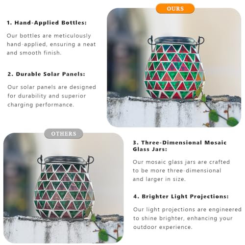 Starsoul Solar Lanterns Outdoor Waterproof, Vibrant Mosaic Hanging Solar Lights, Decorative Solar Lantern for Outside Garden Decor - color: Multicolor