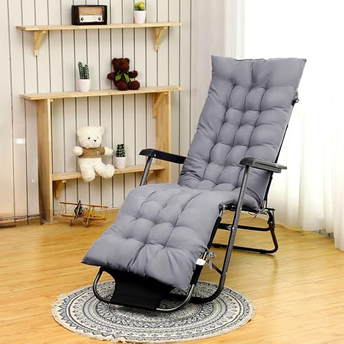 Bucherry 67 x 19 Inch Chaise Lounge Cushions Soft Lounge Chair Cushion Gravity Chair Cushion Sofa Lawn Furniture Cushion Pad with 6 Tie for Outdoor Indoor Patio Home Without Headrest (Gray,2 Pcs) - color: Grey