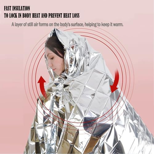 4-Pack Mylar Emergency Thermal Blankets - Waterproof Windproof Survival Gear for Camping, Hiking & Marathons - Retains 95% Body Heat, Tear-Resistant, Reusable Space Blanket (82.7"x63" & 82.7"x51.2")