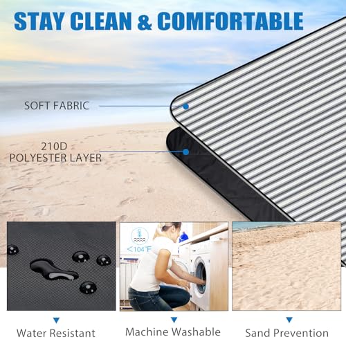 G GOOD GAIN Waterproof Picnic Blanket Portable with Carry Strap for Beach Mat or Family Outdoor Camping Party (Berry Blue) - color: Berry Blue