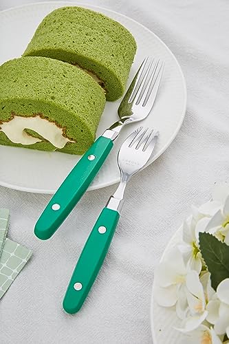 ANNOVA Silverware Set, Retro/Rivet Colorful Stainless Steel Tableware Kitchen Flatware Set Utensils, Includes Dinner Knives, Forks, Spoons, Salad Forks & Dessert Spoons (Green, 20 Pieces) - color: Green, size: 20 Pieces