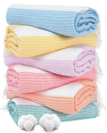 Genovega 6 Oversized Turkish Beach Bath Towel Set Bulk 74"x38" Extra Large Sand Free Quick Dry Swim Camping Pool Clearance Towels Blanket Essentials Adult Multi LightBlue Dot - color: Multi Lightblue Dot