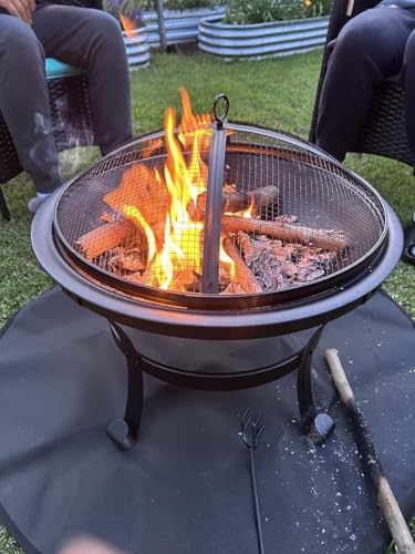 24" Fire Pit Mat for Solo Stove Bonfire Round Fireproof Under Grill Mat Oil Proof Waterproof BBQ Pad for Deck Patio Grass Outdoor Grill Accessories Portable and Reusable - size: 24" Round