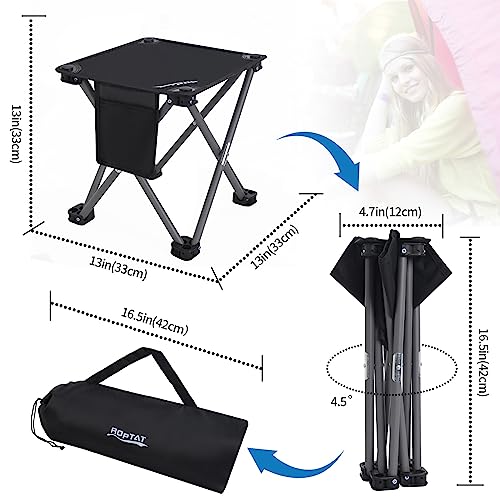 Roptat Camping Stool,Portable Folding Compact Lightweight Stool Seat for Camping Fishing Hiking Gardening Outdoor Walking Backpacking Travelling and Beach with Carry Bag (Black) - color: Black