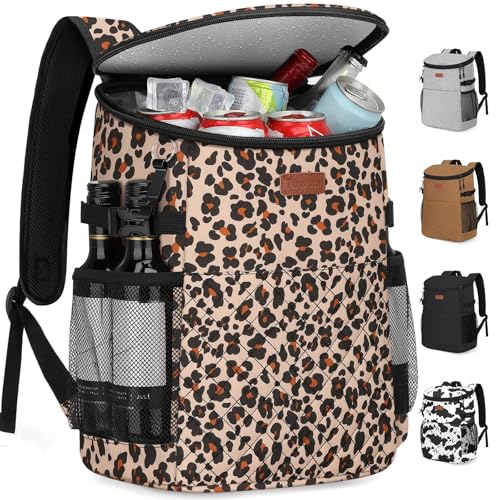 Soft Cooler Backpack 30 Cans/45 Cans, Backpack Coolers Insulated Leak Proof Thermal Lunch Backpack for Men Work Small Cooler Bag Beach Travel Picnic Drink Beverage Beer - color: Leopard, size: 45 Cans