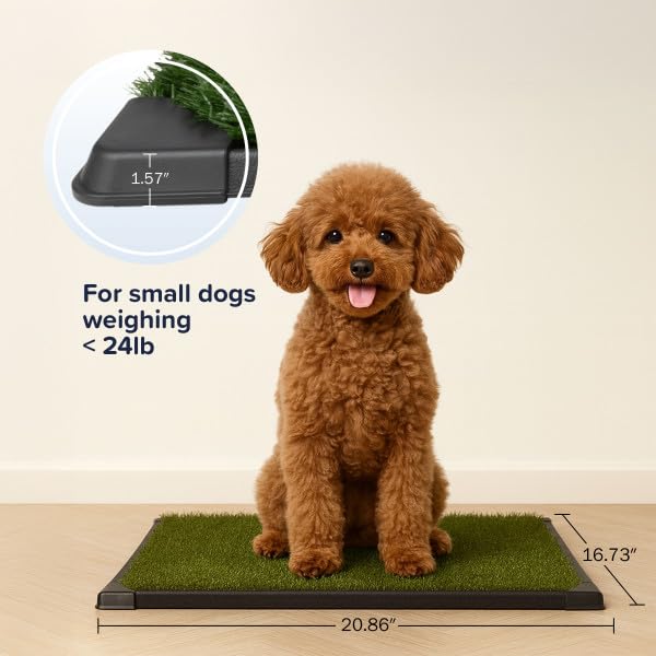 PETMAKER Artificial Grass Puppy Pee Pad with Tray, Reusable Dog Potty Training Mat for Indoor & Outdoor Use, Easy Clean Artificial Turf Surface for Dogs and Small Pets, Fake Grass Potty - size: Small 4-layer System