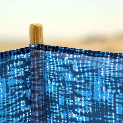 erda Tide Dye Pro Beach Recycled Polyester Rip-Stop 20 ft Lightweight Windscreen, Privacy Screen, Wind Blocker, Free Matching Shoulder Bag (NEW Mahogany Wood Poles)